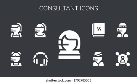 Modern Simple Set of consultant Vector filled Icons. Contains such as Call center, Headset, User, Account and more Fully Editable and Pixel Perfect icons.