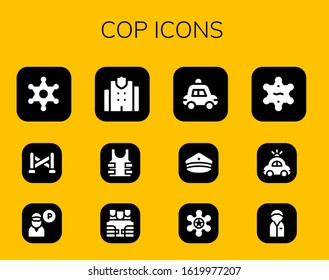 Modern Simple Set of cop Vector filled Icons. Contains such as Sheriff, Police line, Guard, Police station, Bulletproof, Bulletproof vest and more Fully Editable and Pixel Perfect icons.