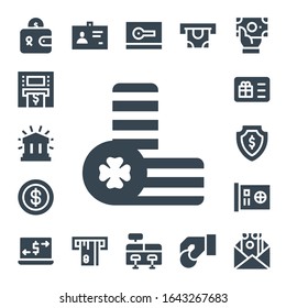 Modern Simple Set of credit Vector filled Icons. Contains such as Wallet, Atm, Financial, Coins, Coin, Gift card, Money, Card and more Fully Editable and Pixel Perfect icons.