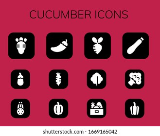 Modern Simple Set of cucumber Vector filled Icons. Contains such as Radish, Aubergine, Courgette, Pepper, Turnip, Lettuce, Vegetables and more Fully Editable and Pixel Perfect icons.