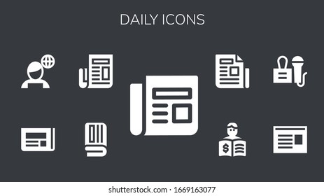 Modern Simple Set of daily Vector filled Icons. Contains such as Newspaper, News, Press and more Fully Editable and Pixel Perfect icons.