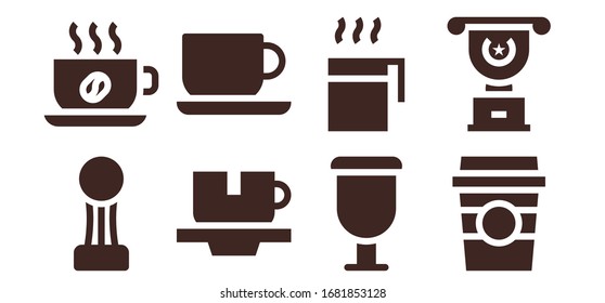 Modern Simple Set of decaf Vector filled Icons. Contains such as Cup, Coffee cup and more Fully Editable and Pixel Perfect icons.