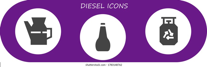 Modern Simple Set of diesel Vector filled Icons. Contains such as Oil, Gas and more Fully Editable and Pixel Perfect icons.