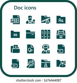 Moderno y simple conjunto de iconos rellenos de vectores doc. Contiene, como Psd, Reporter, Folder, Folders, Report, Txt, Xls y más iconos Totalmente Editables y Perfectos de Pixel.