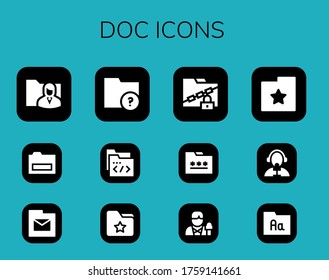 Modern Simple Set of doc Vector filled Icons. Contains such as Folder, Reporter and more Fully Editable and Pixel Perfect icons.