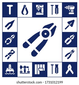 Modern Simple Set of drill Vector filled Icons. Contains such as Screw, Pliers, Plier, Trowel, Oil pump, Derrick, Drill, Wallpaper and more Fully Editable and Pixel Perfect icons.