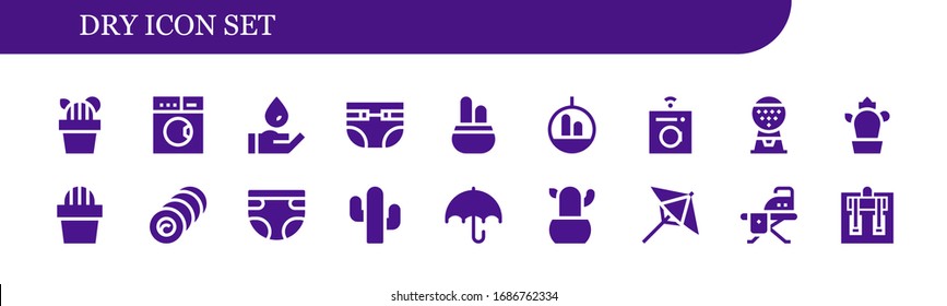 Modern Simple Set of dry Vector filled Icons. Contains such as Cactus, Laundry, Wash, Diapers, Washing machine, Machine, Bale and more Fully Editable and Pixel Perfect icons.