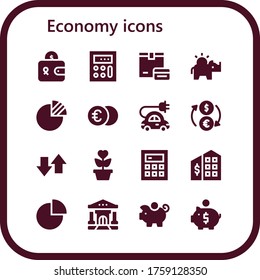Moderno y simple conjunto de economía Vector rellena Iconos. Contiene, como Cartera, Calculadora, Pago, Caja de Dinero, Gráfico de Pie, Euro, Coche Eléctrico y más Iconos Totalmente Editables y Perfecto de Pixel.