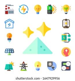 Modern Simple Set of electricity Vector flat Icons. Contains such as factory, power, idea, dust, solar, lamp, battery, brainstorm and more Fully Editable and Pixel Perfect icons.