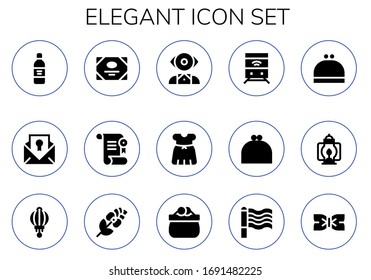 Modern Simple Set of elegant Vector filled Icons. Contains such as Wine bottle, Certificate, Mentalist, Dress, Train, Purse, Lantern and more Fully Editable and Pixel Perfect icons.