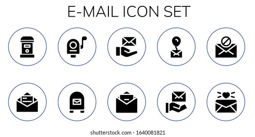Modern Simple Set of e-mail Vector filled Icons. Contains such as Mailbox, Mail, Email and more Fully Editable and Pixel Perfect icons.