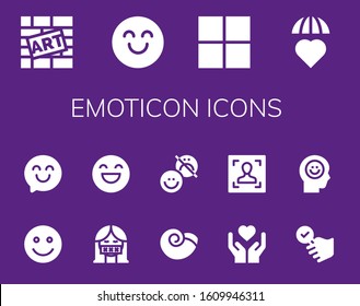 Modern Simple Set of emoticon Vector filled Icons. Contains such as Graffiti, Happy, Delicious, Emotions, Censor, Winkle, Happiness and more Fully Editable and Pixel Perfect icons.