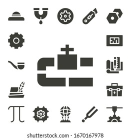 Modern Simple Set of engineering Vector filled Icons. Contains such as Hat, Settings, Pipe, Blueprint, Plan, Toolbox, Pi, Cpu and more Fully Editable and Pixel Perfect icons.