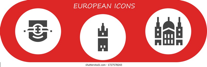 Modern Simple Set of european Vector filled Icons. Contains such as Leipzig, Giralda, Saint paul and more Fully Editable and Pixel Perfect icons.