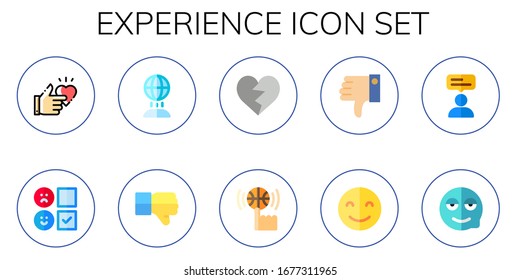 Modern Simple Set of experience Vector flat Icons. Contains such as happy, review, hologram, dislike, skills and more Fully Editable and Pixel Perfect icons.