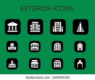 Modern Simple Set of exterior Vector filled Icons. Contains such as Museum, Mall, Hospital, Hangar, Store, Window, and more Fully Editable and Pixel Perfect icons.