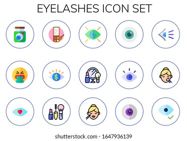 Moderno Conjunto simple de pestañas Iconos planos vectores. Contiene como ojos, barf, maquillaje, ojo y más iconos Totalmente Editables y Pixel Perfect.