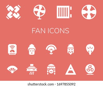 Modern Simple Set of fan Vector filled Icons. Contains such as United, Fan, Heater, Propeller, Extractor hood, Geisha, Air, Chinese and more Fully Editable and Pixel Perfect icons.