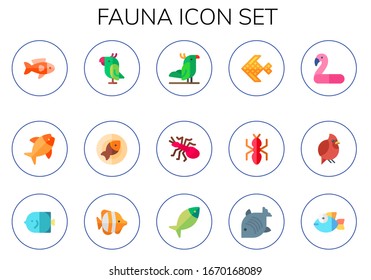 Modern Simple Set of fauna Vector flat Icons. Contains such as fish, parrot, ant, flamingo, bird and more Fully Editable and Pixel Perfect icons.