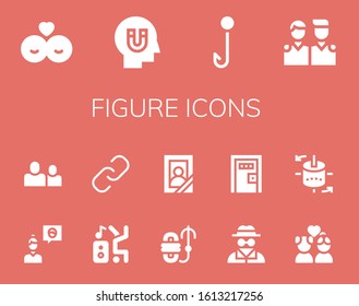 Modern Simple Set of figure Vector filled Icons. Contains such as Friends, Influence, Hook, Friend, Dancer, Hyperlink, Rope, Portrait and more Fully Editable and Pixel Perfect icons.