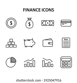 Modern Simple Set of Finance Vector Line Icons. Financial icons, charts, savings, coins, gold, and many more