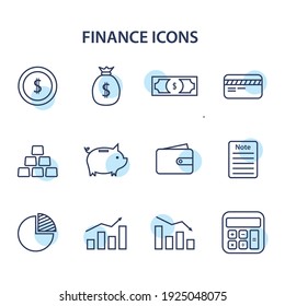 Modern Simple Set of Finance Vector Line Icons. Financial icons, charts, savings, coins, gold, and many more