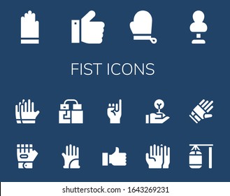 Modern Simple Set of fist Vector filled Icons. Contains such as Gloves, Thumbs up, Punching bag, Glove, Thumb up, Promise, Freedom and more Fully Editable and Pixel Perfect icons.