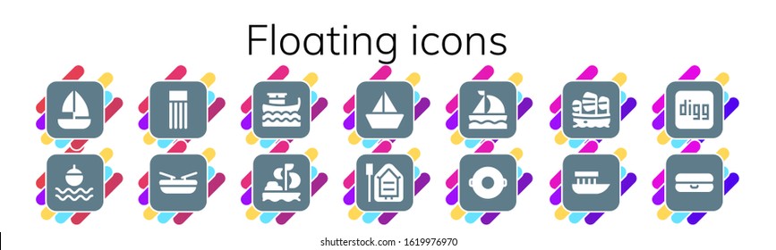 Modern Simple Set of floating Vector filled Icons. Contains such as Sailboat, Float, Boat, Sailing, Digg and more Fully Editable and Pixel Perfect icons.