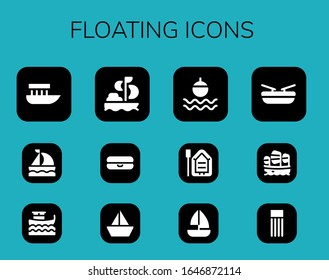 Modern Simple Set of floating Vector filled Icons. Contains such as Boat, Sailboat, Sailing, Float and more Fully Editable and Pixel Perfect icons.