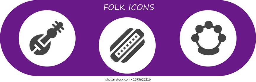 Modern Simple Set of folk Vector filled Icons. Contains such as Veena, Harmonica, Tambourine and more Fully Editable and Pixel Perfect icons.