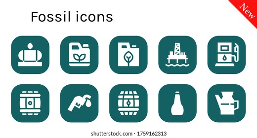 Modern Simple Set of fossil Vector filled Icons. Contains such as Water tank, Gasoline, Fuel, Oil pump, Gas station, Barrel, Oil and more Fully Editable and Pixel Perfect icons.