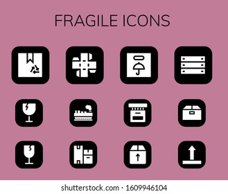 Modern Simple Set of fragile Vector filled Icons. Contains such as Box, Fragile, Cargo, Boxes, Side up and more Fully Editable and Pixel Perfect icons.
