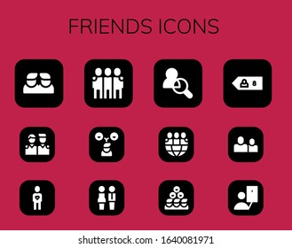 Modern Simple Set of friends Vector filled Icons. Contains such as Friends, Friend, Partners, Selfie and more Fully Editable and Pixel Perfect icons.