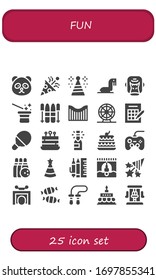 Modern Simple Set of fun Vector filled Icons. Contains such as Panda bear, Confetti, Party hat, Sea lion, Gorilla, Magician, Ski and more Fully Editable and Pixel Perfect icons.