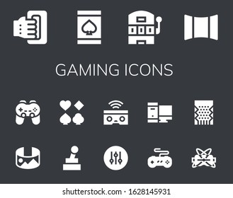 Modern Simple Set of gaming Vector filled Icons. Contains such as Handheld, Online gambling, Slot machine, Panoramic, panorama 360  and more Fully Editable and Pixel Perfect icons.