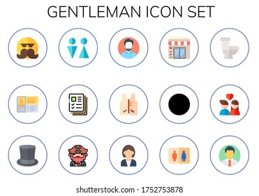 Modern Simple Set of gentleman Vector flat Icons. Contains such as moustache, profile, toilet, profiles, man, suit, barbershop and more Fully Editable and Pixel Perfect icons.