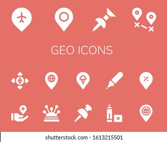 Modern Simple Set of geo Vector filled Icons. Contains such as Pin, Destination, Location pin, Pins, Marker and more Fully Editable and Pixel Perfect icons.