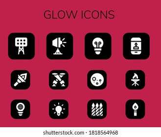 Modern Simple Set of glow Vector filled Icons. Contains such as Lights, Torch, Bulb, Spotlight, Light, Lightbulb, Full moon, Candles and more Fully Editable and Pixel Perfect icons.