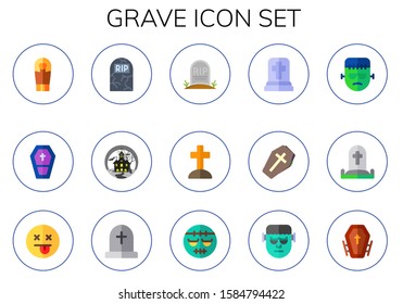 Modern Simple Set of grave Vector flat Icons. Contains such as sarcophagus, coffin, tombstone, haunted house, tomb, frankenstein and more Fully Editable and Pixel Perfect icons.
