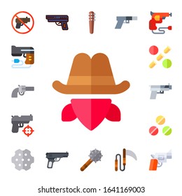 Modern Simple Set of handgun Vector flat Icons. Contains such as no weapons, gun, cowboy, ammunition, revolver, weapons, weapon and more Fully Editable and Pixel Perfect icons.