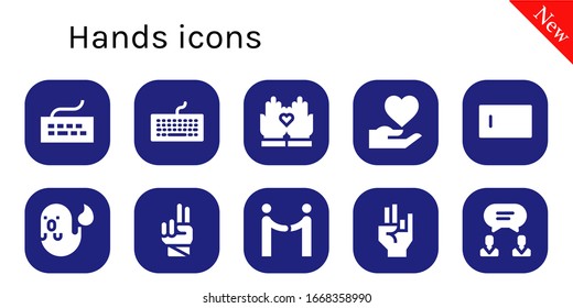 Modern Simple Set of hands Vector filled Icons. Contains such as Keyboard, Hands, Hand, Type, Ghost, Agreement and more Fully Editable and Pixel Perfect icons.
