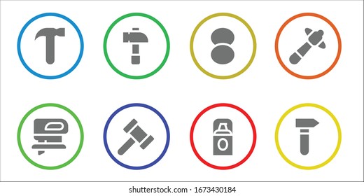 Modern Simple Set of handyman Vector filled Icons. Contains such as Hammer, Fretsaw, Foundation and more Fully Editable and Pixel Perfect icons.