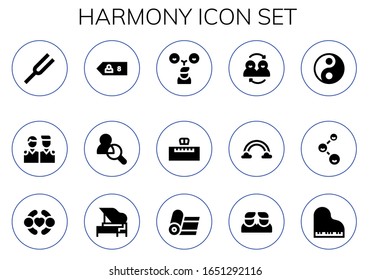 Modern Simple Set of harmony Vector filled Icons. Contains such as Diapason, Friends, Friend, Piano, Rainbow, Yin yang, Yoga and more Fully Editable and Pixel Perfect icons.
