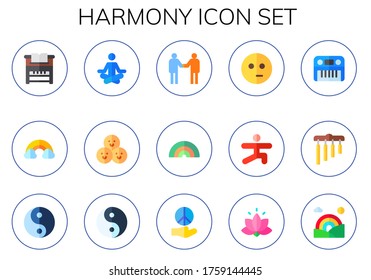 Modern Simple Set of harmony Vector flat Icons. Contains such as piano, rainbow, meditation, friends, relationship, meditate, yoga and more Fully Editable and Pixel Perfect icons.