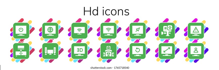 Moderno conjunto simple de iconos llenos de vectores hd. Contiene, por ejemplo, los iconos Televisión, Smart tv, Gopro y más Completamente Editable y Pixel Perfect.