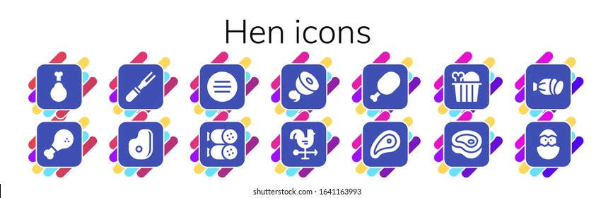 Modern Simple Set of hen Vector filled Icons. Contains such as Chicken, Meat, Salami, Cock, Chick and more Fully Editable and Pixel Perfect icons.