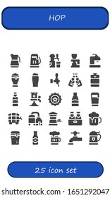 Modern Simple Set of hop Vector filled Icons. Contains such as Beer, Beer keg, Beer tap, cap and more Fully Editable and Pixel Perfect icons.