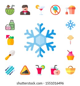 Modern Simple Set of ice Vector flat Icons. Contains such as cocktail, cream, snowflake, scoop, popsicle, ice cream, skii, bartender and more Fully Editable and Pixel Perfect icons.