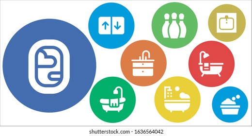 Modern Simple Set of indoor Vector filled Icons. Contains such as Window, Elevator, Bowling, Bathtub, Sink and more Fully Editable and Pixel Perfect icons.