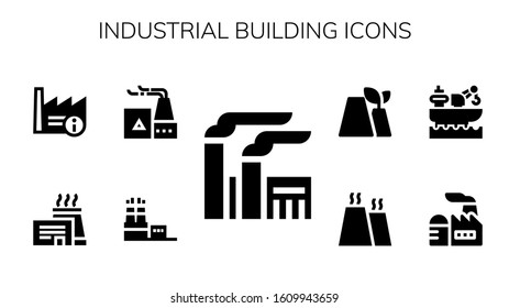 Modern Simple Set of industrial building Vector filled Icons. Contains such as Factory and more Fully Editable and Pixel Perfect icons.